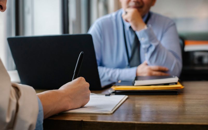 Professional law firm office with legal books
