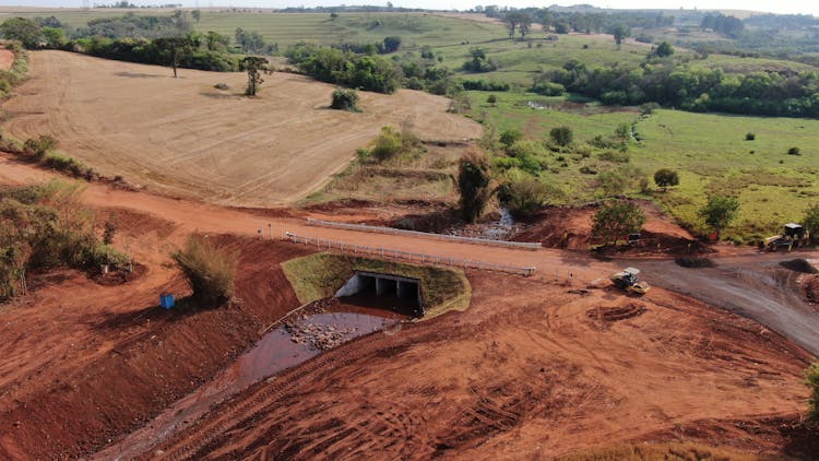 Drone Shot Of A Quarry Site 