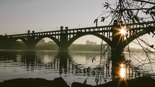 Silhouette of Bridge over Water