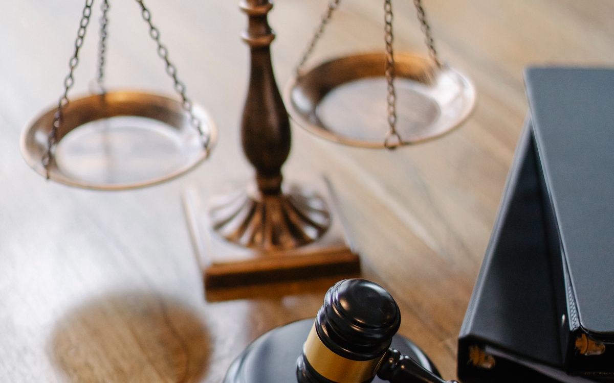 Law books and gavel on a desk