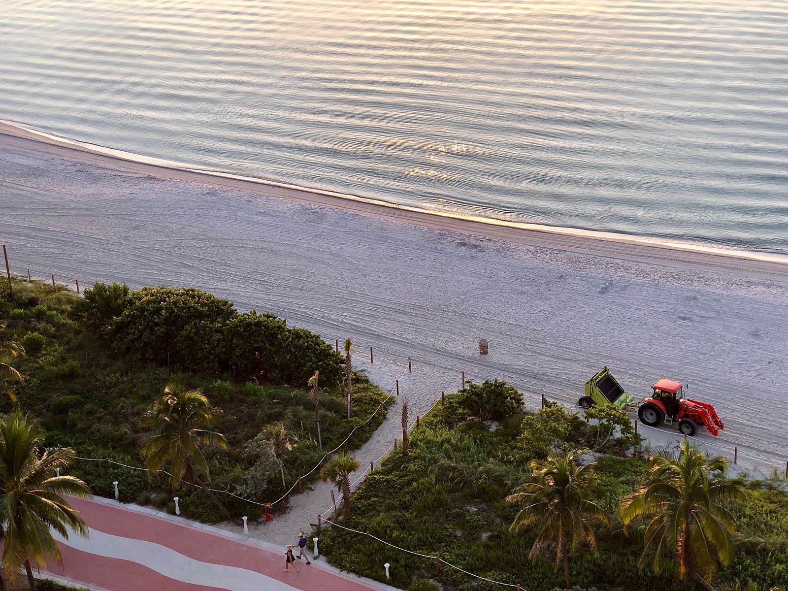 Drone photography of Miami Beach coastline at sunrise