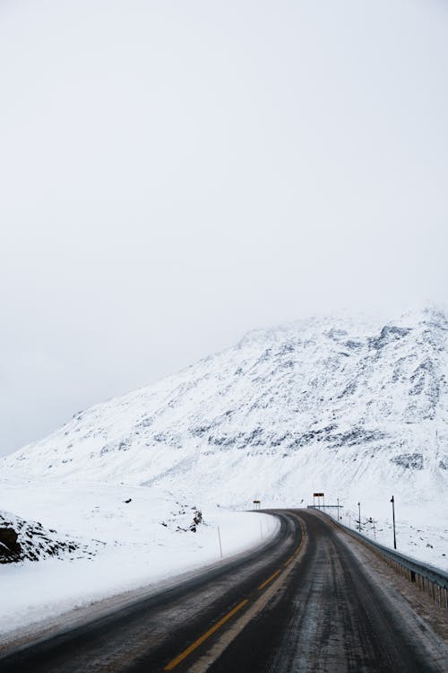 Empty Road on a Frosty Weather