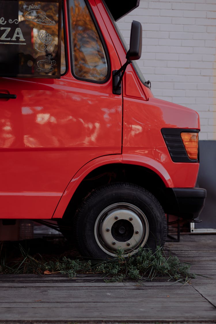 Tire Of A Red Food Truck