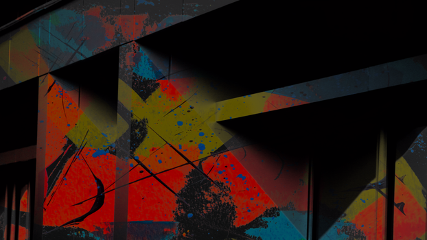 Vibrant abstract wall art with bold colors and dynamic textures.