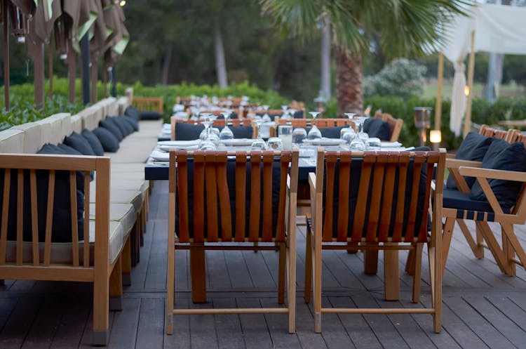 Dining Tables Outside On Restaurant Terrace