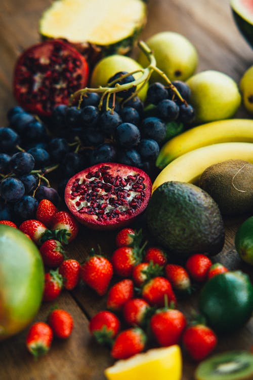 Fresh Fruits on Wooden Table