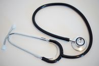 Black and Silver Stethoscope on White Surface