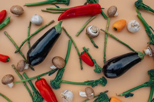 A Fresh Vegetables Scattered on a Flat Surface