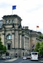 Reichstag Building with Flags on on Top