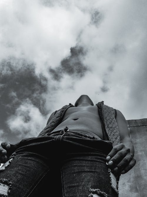 Free Grayscale Photo of a Topless Man Stock Photo
