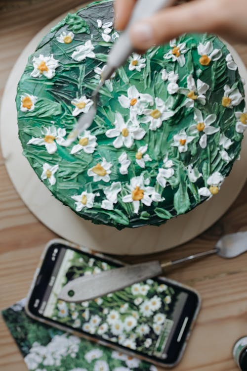 Witte En Blauwe Bloemen Ronde Plaat