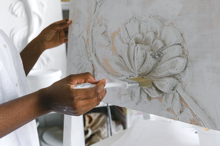 A Painter Doing Flower Painting