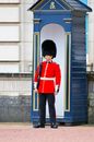 Man in Red Suit Standing Near Blue Door