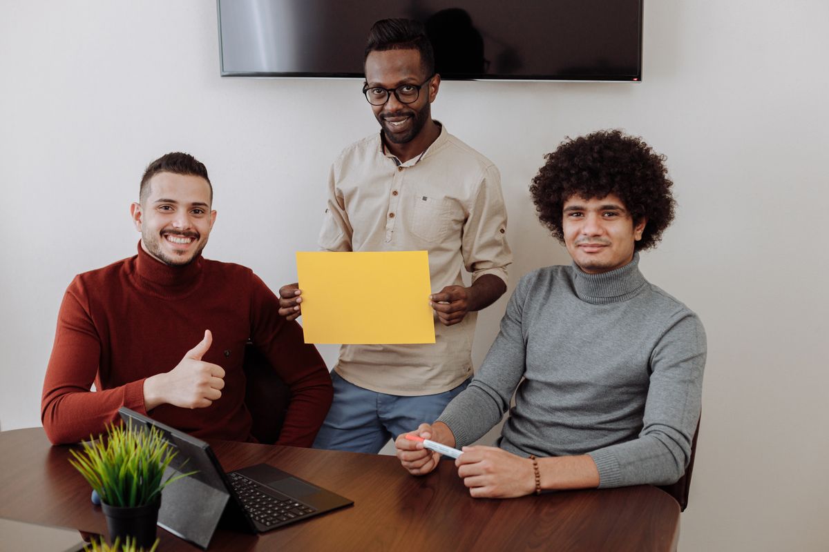 Small business team organizing follow-up tasks