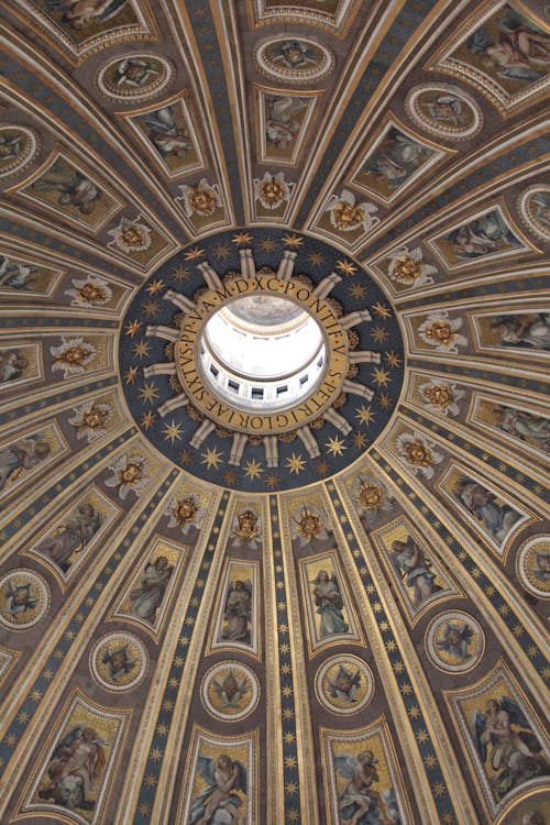 Inside of the Dome in St. Peters Basilica in Vatican City, Rome, Italy 