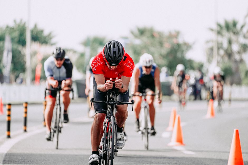 Road cyclists sprinting in a race