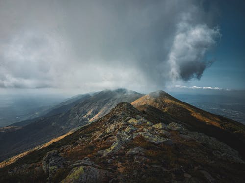 Rocky mountains covered with clouds