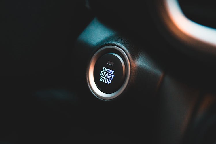 Engine Start Round Button Of Modern Car