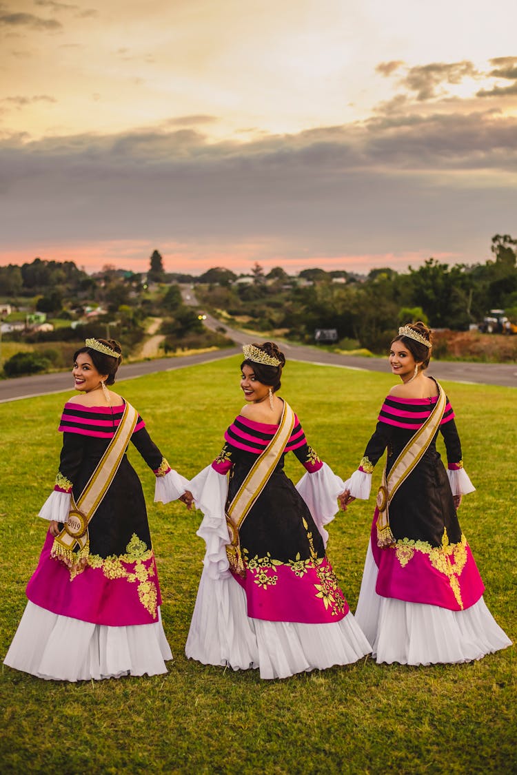 Stylish Ethnic Girlfriends On Lawn After Winning In Beauty Contest