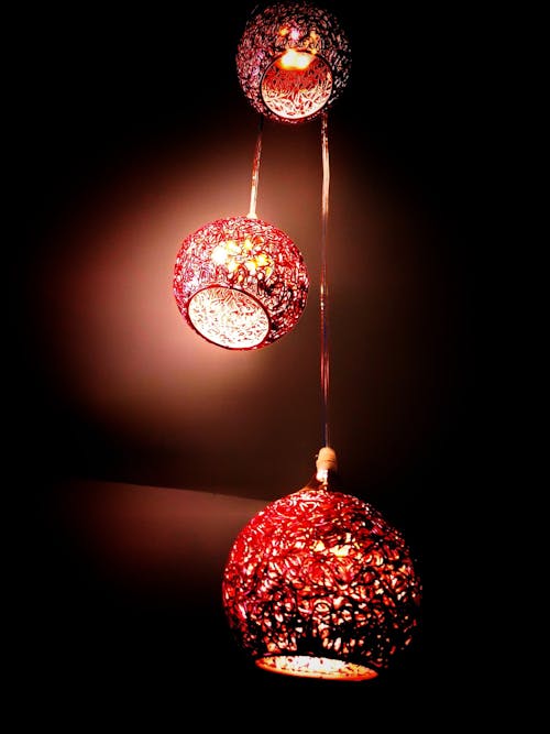 Free Lighted Red Hanging Lantern Stock Photo