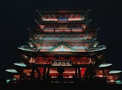 Illuminated Temple at Night Time