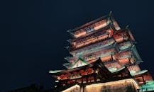 Illuminated Temple at Night Time