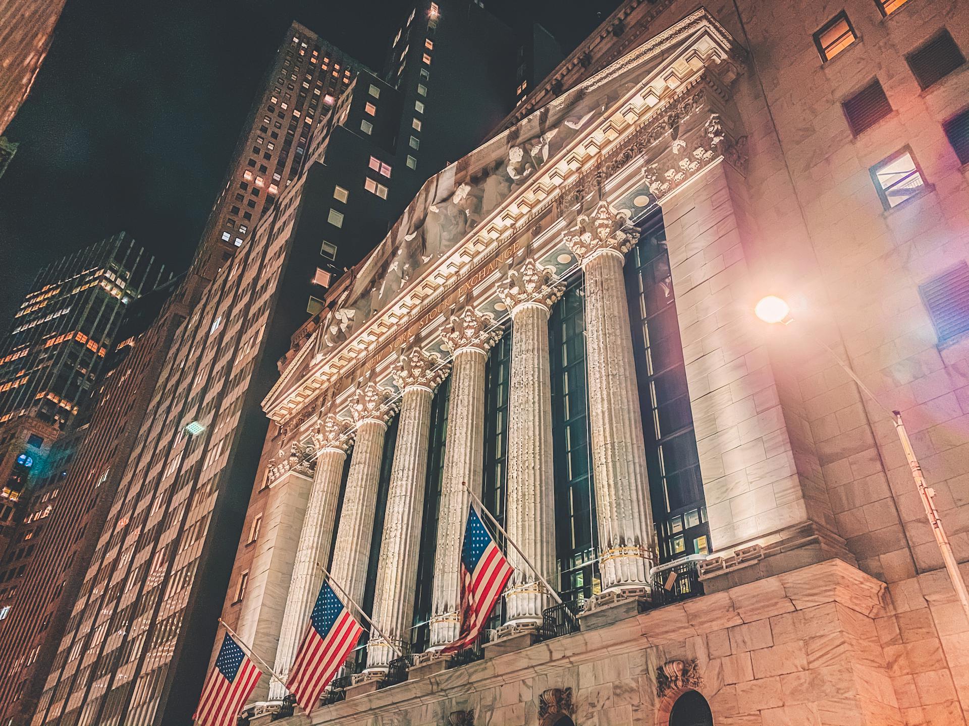 New York Stock Exchange Building, Manhattan, United States during Nighttime