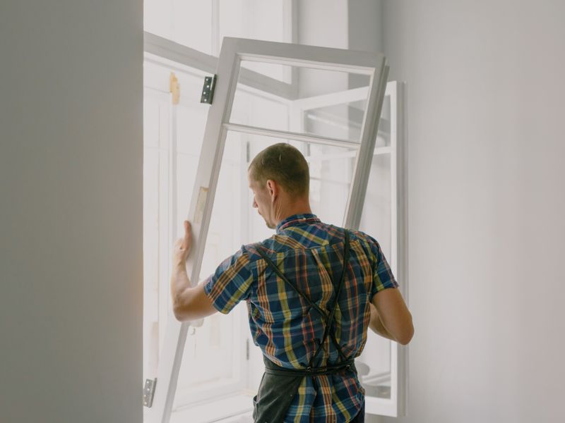 A window being installed into its frame