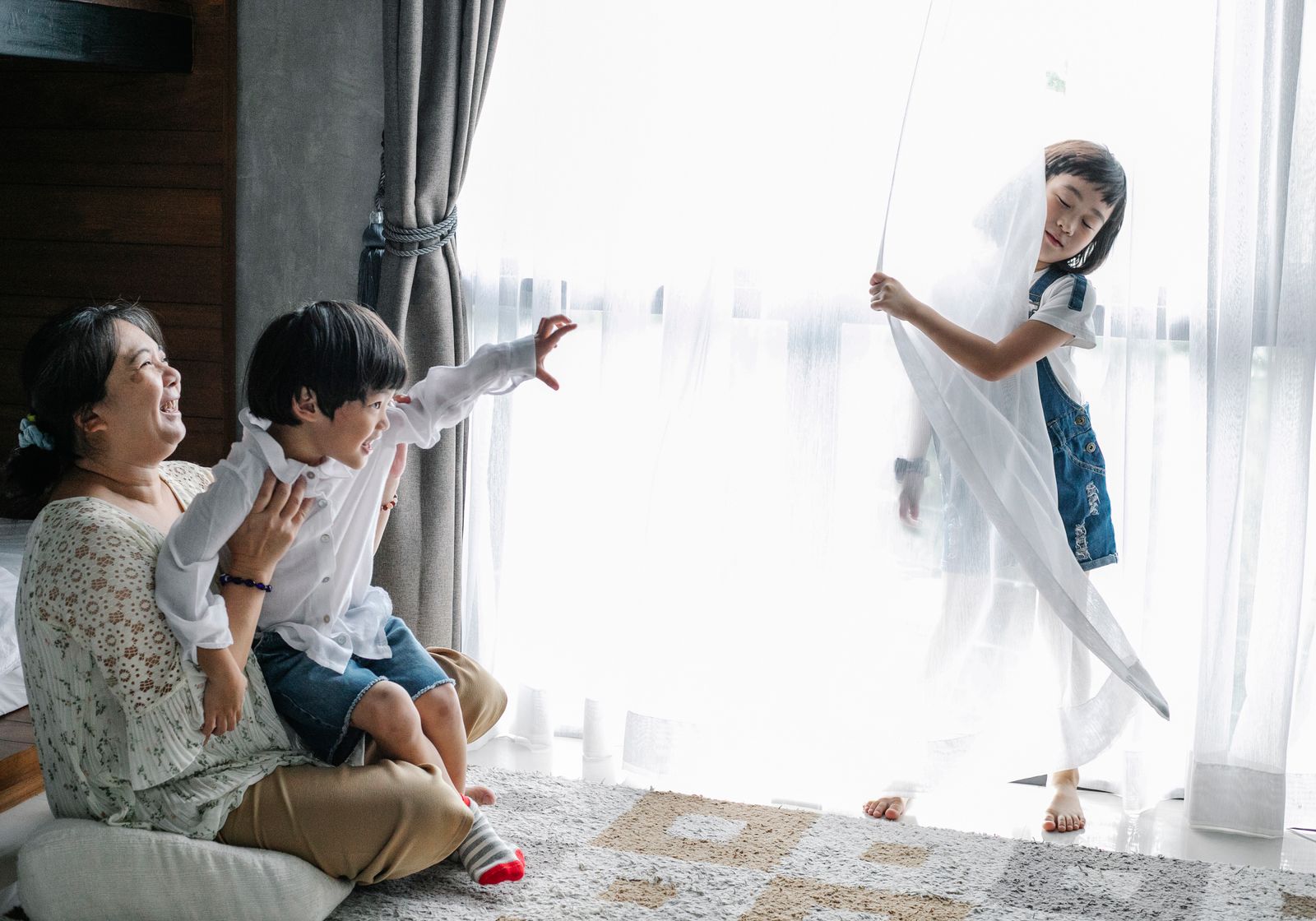 A family spending time together at home