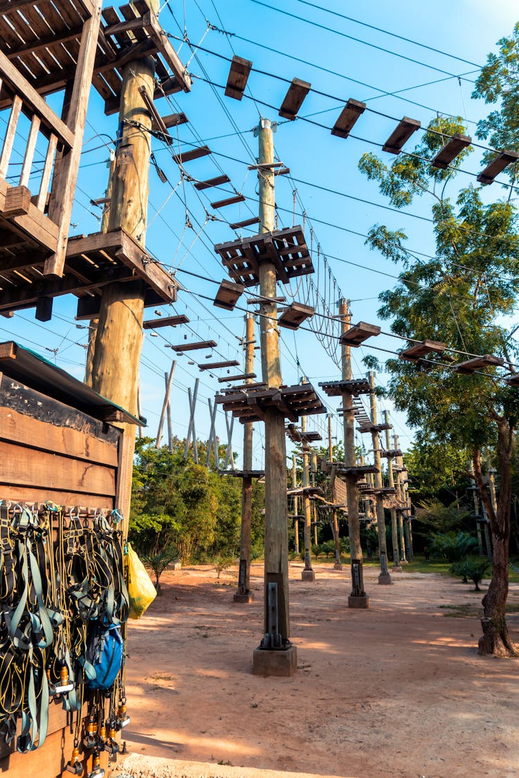 Low Angle View Of A Rope Park