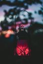 Old fashioned decorative lamp on blurred background