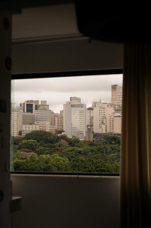 Free View of city through window Stock Photo