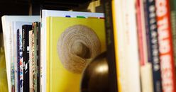 Set of many assorted books arranged on shelf in public library or bookstore