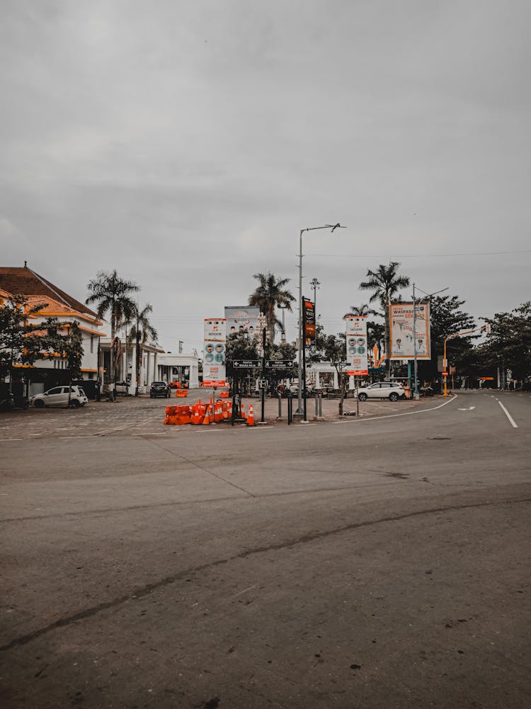 Empty Road In Suburb Area Of Tropical City