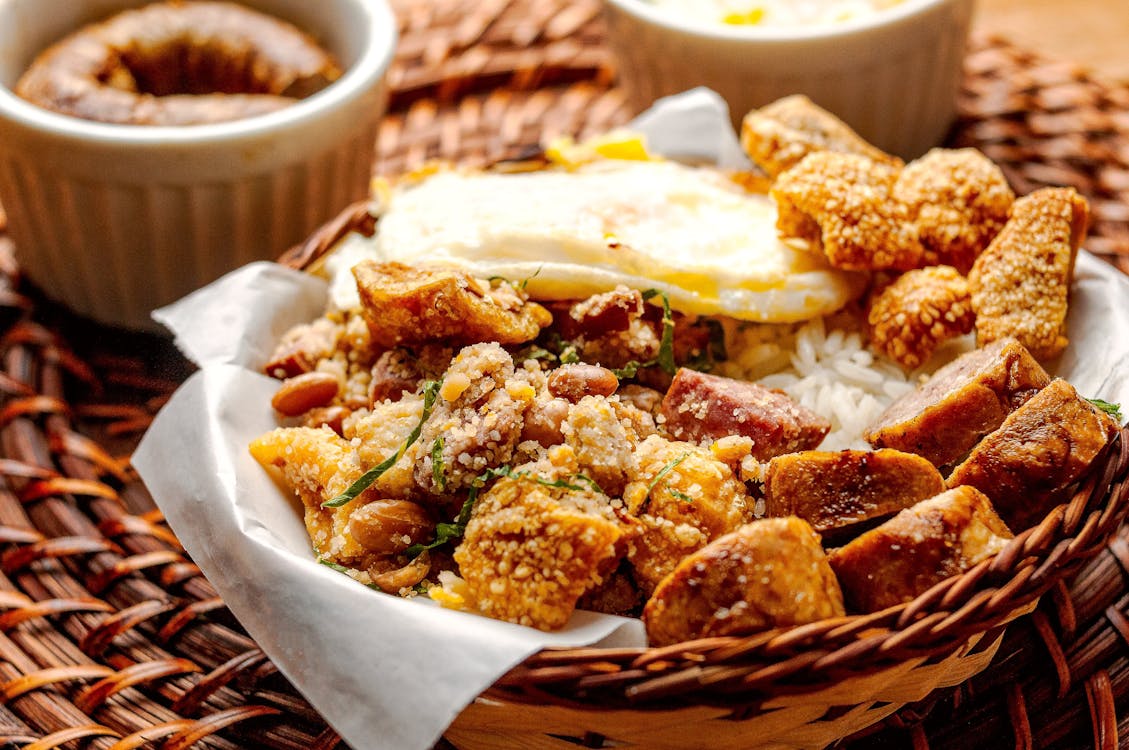 Delicious fried sausage and over easy egg