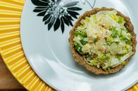 Healthy delicious salad with onion served on plate