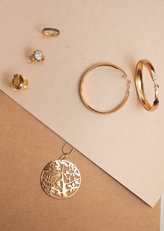 Set of luxury golden jewelry