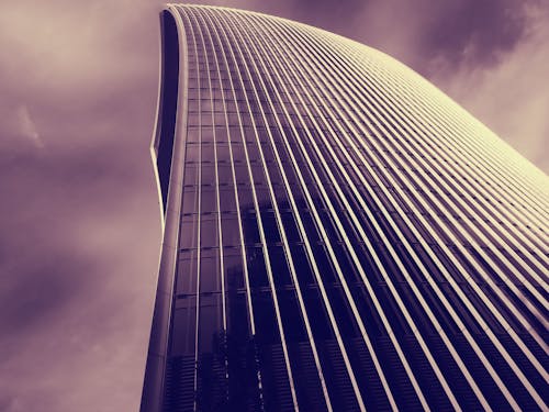 Low Angle Grayscale Photography of Building