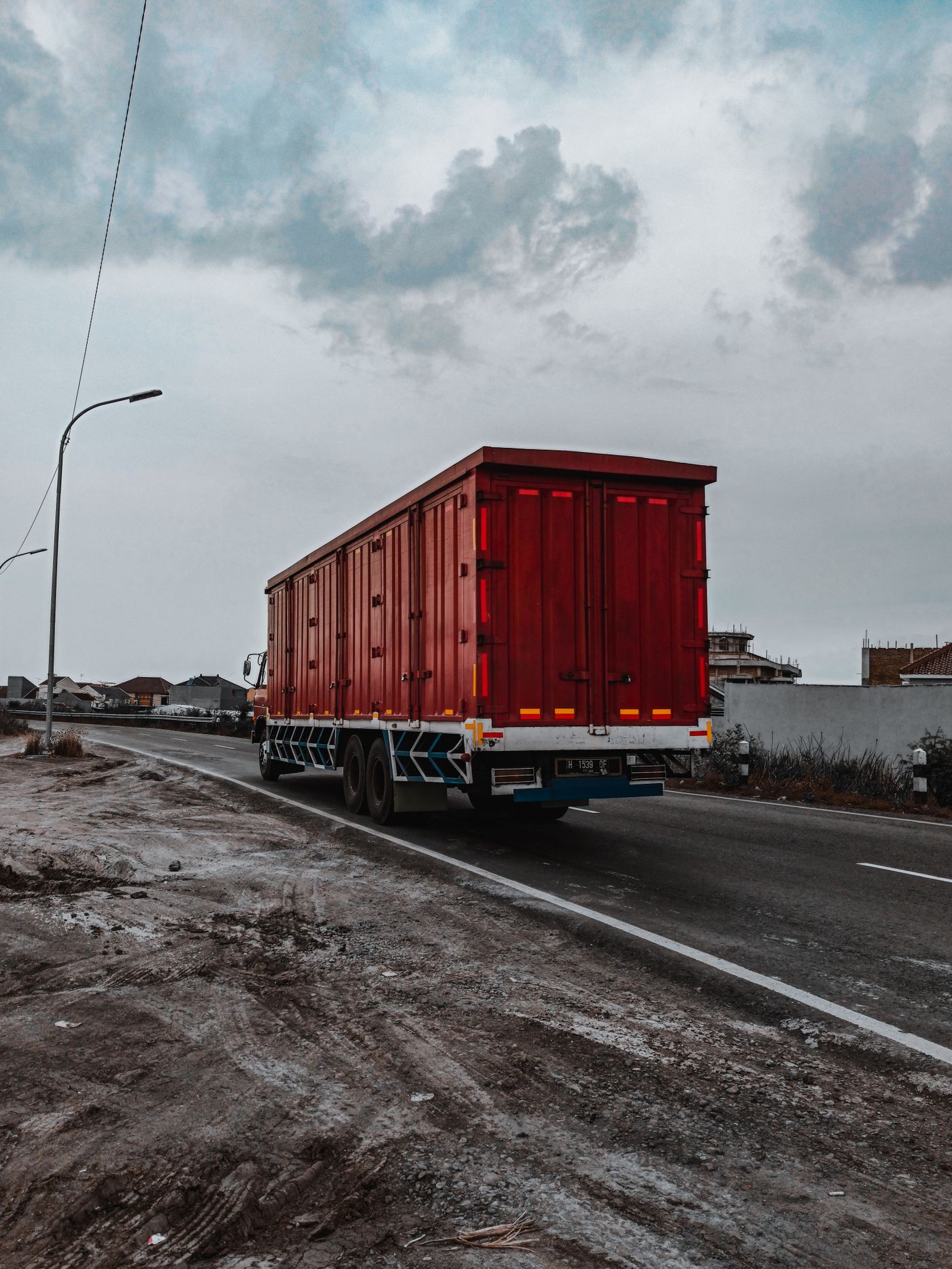 Freight truck delivering cargo on the road