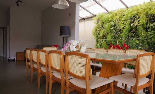 Table with chairs in modern dining room