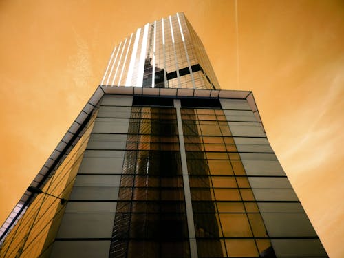 玻璃高層建築的低角度攝影