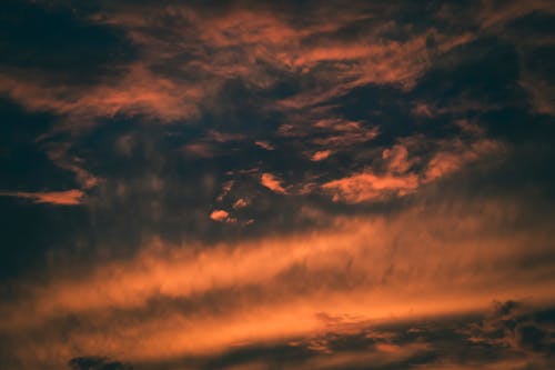 Free Amazing cloudy orange sky at sundown Stock Photo