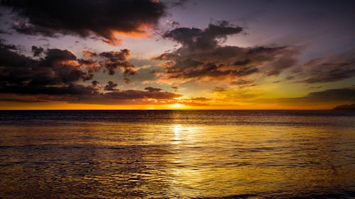 Scenic View of Placid Sea during Sunset