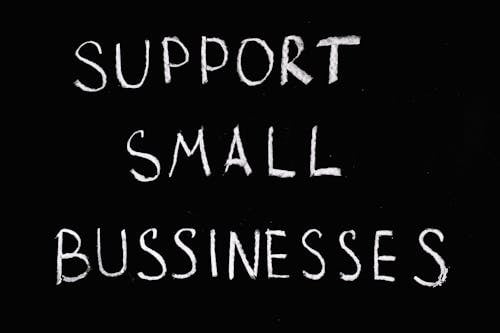 Support Small Businesses Lettering Text on Black Background