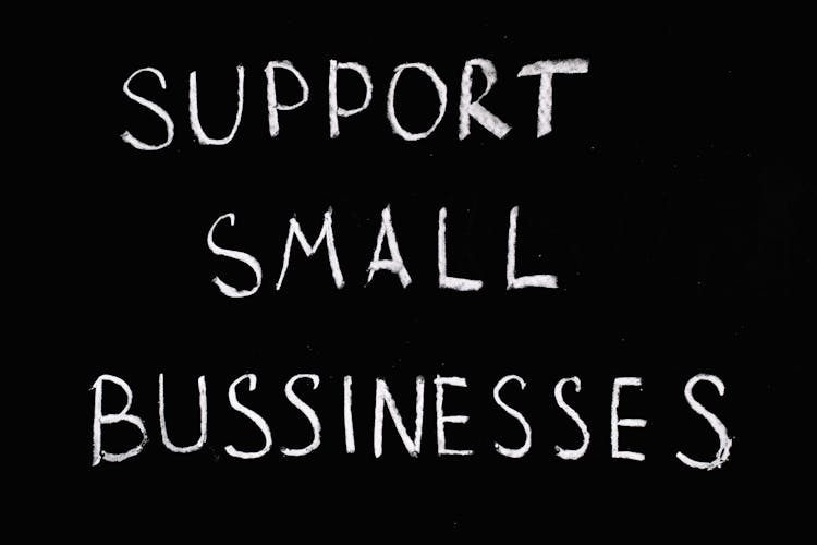 Support Small Businesses Lettering Text On Black Background