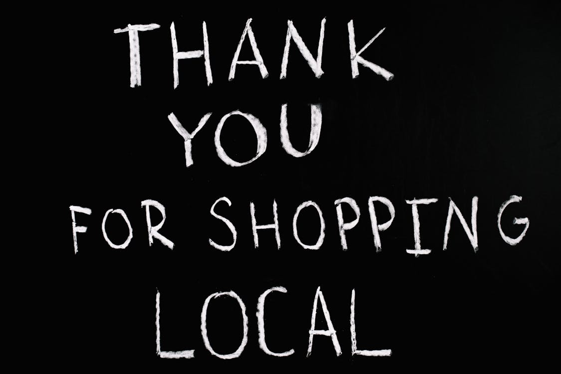 Thank You For Shopping Local Lettering Text on Black Background · Free  Stock Photo