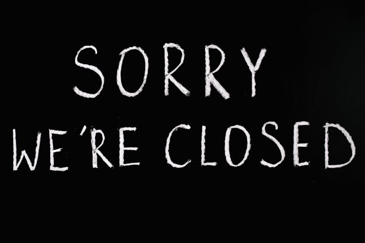 Sorry We're Closed Lettering Text On Black Background