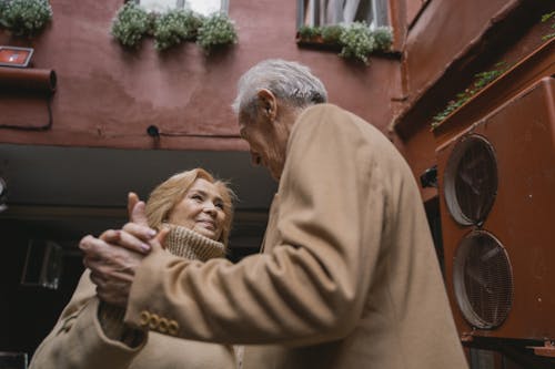 An Elderly Couple Dancing