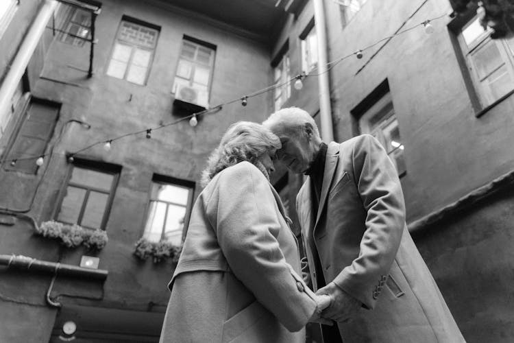 An Elderly Couple Romantic Moments Together