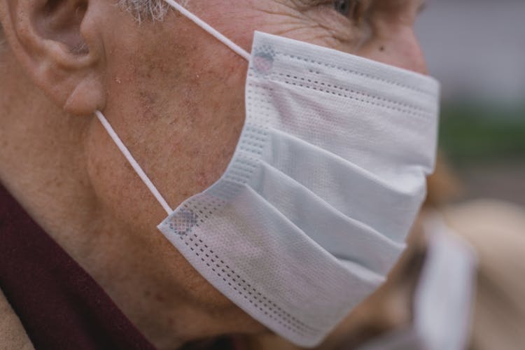 Close-up Shot Of A Man Wearing A Facemask